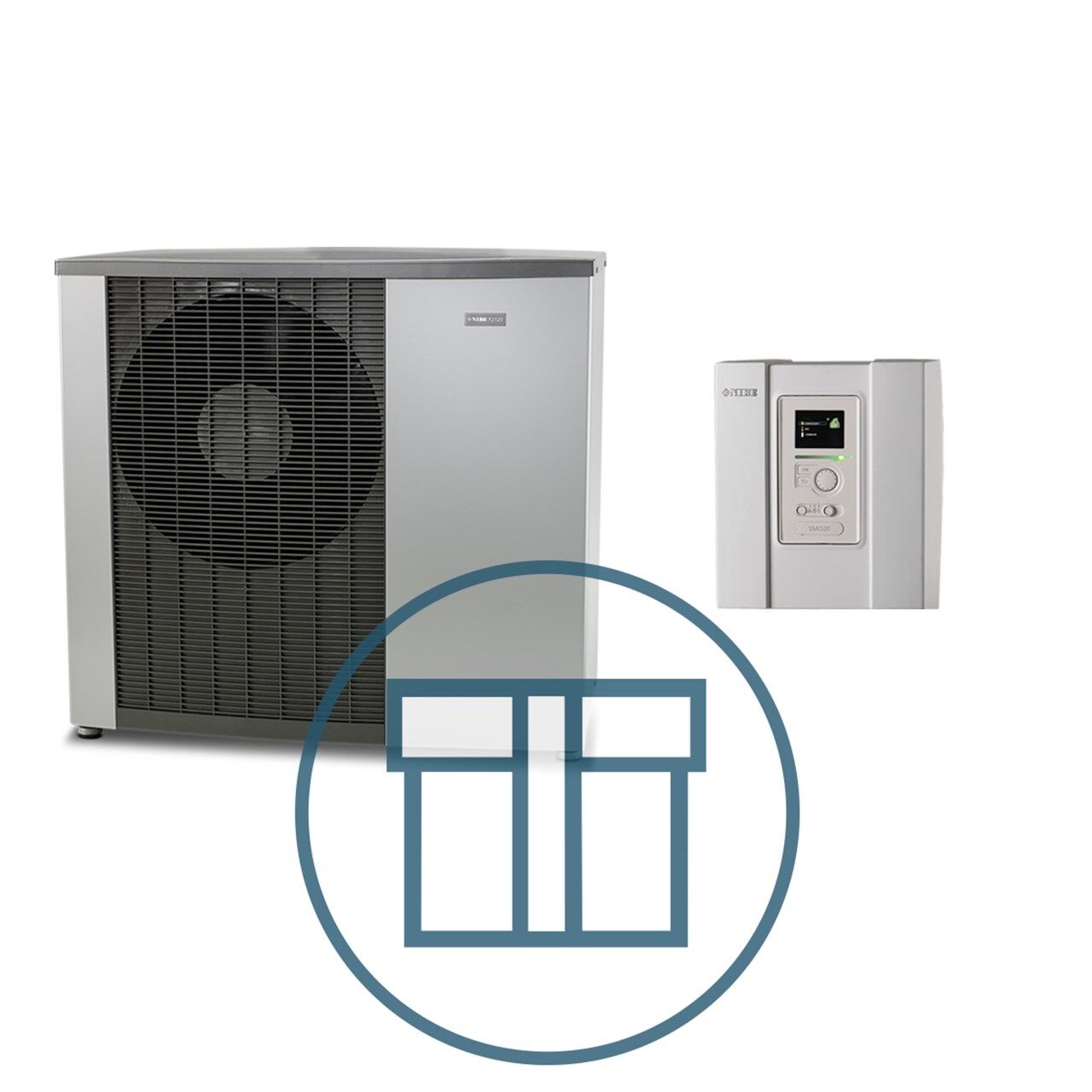NIBE F2120-8 Inverter med SMO 20, 1~ 230 V, systempakke luft-vann varmepumpe